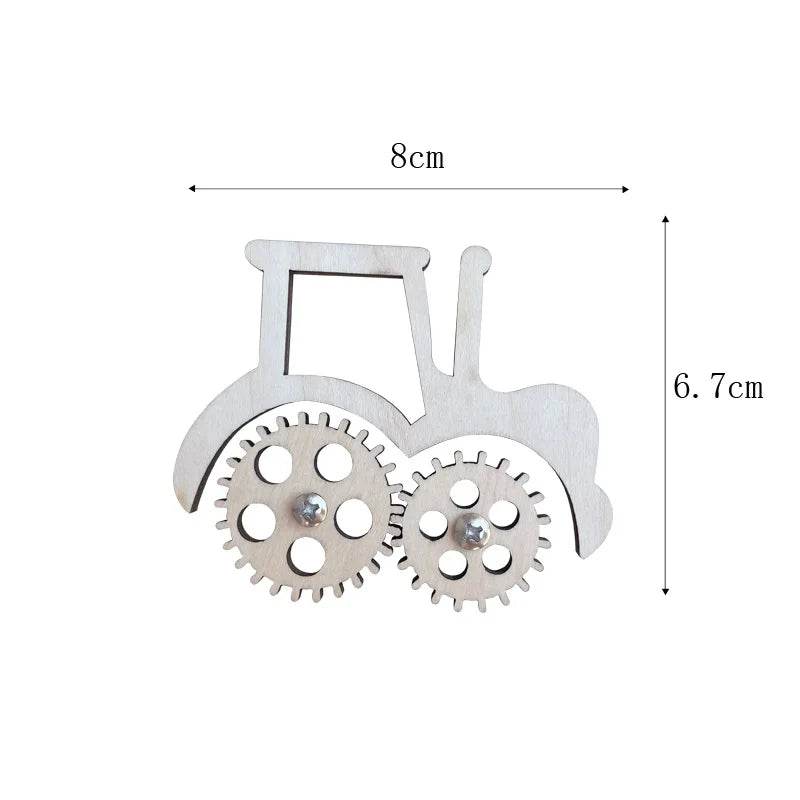 DIY Montessori Busy Board Wooden Accessories Hand Pulled Wheel Gear Drum Car Castle Early Educational Toy For Children Gift - ToylandEU
