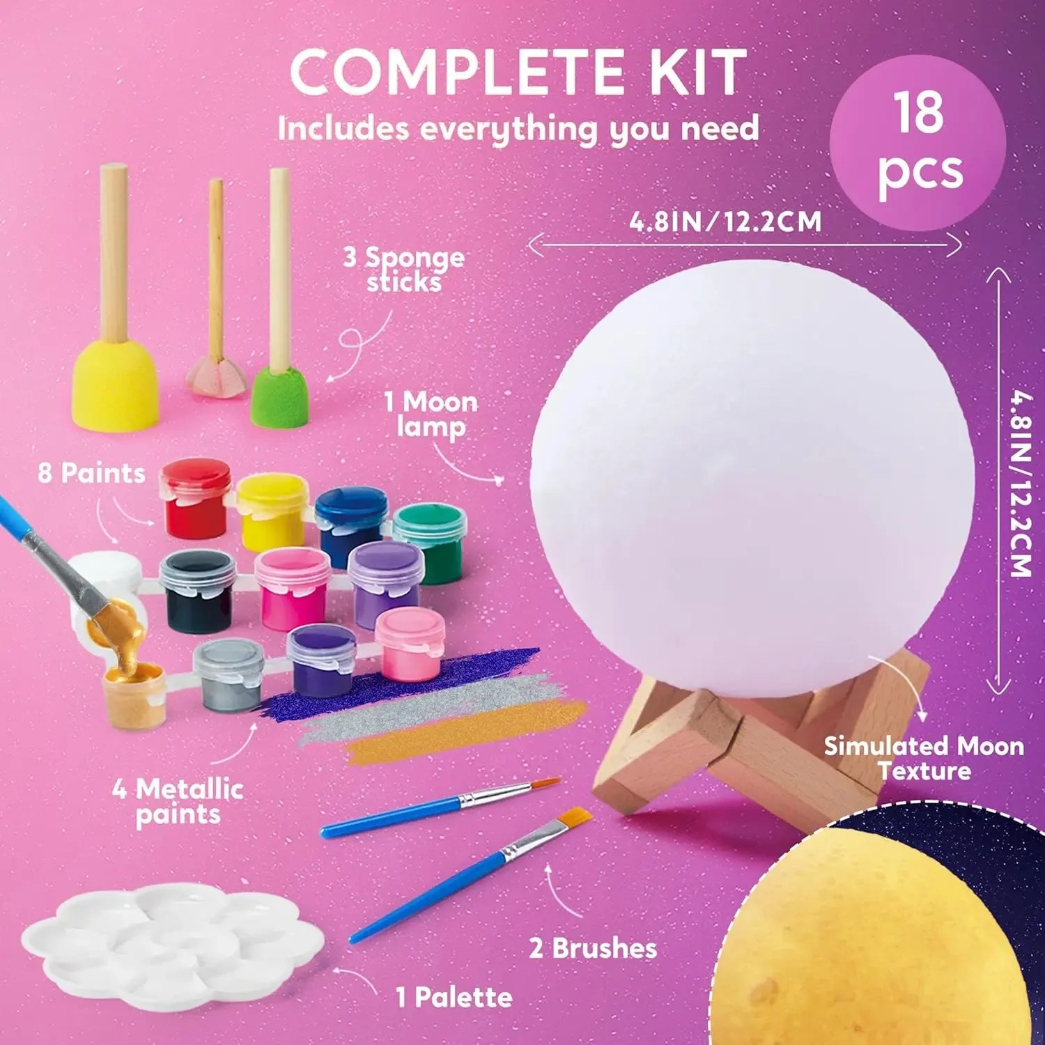 DIY Moon Night Light Kit for Kids Creative Paintable Moon - ToylandEU