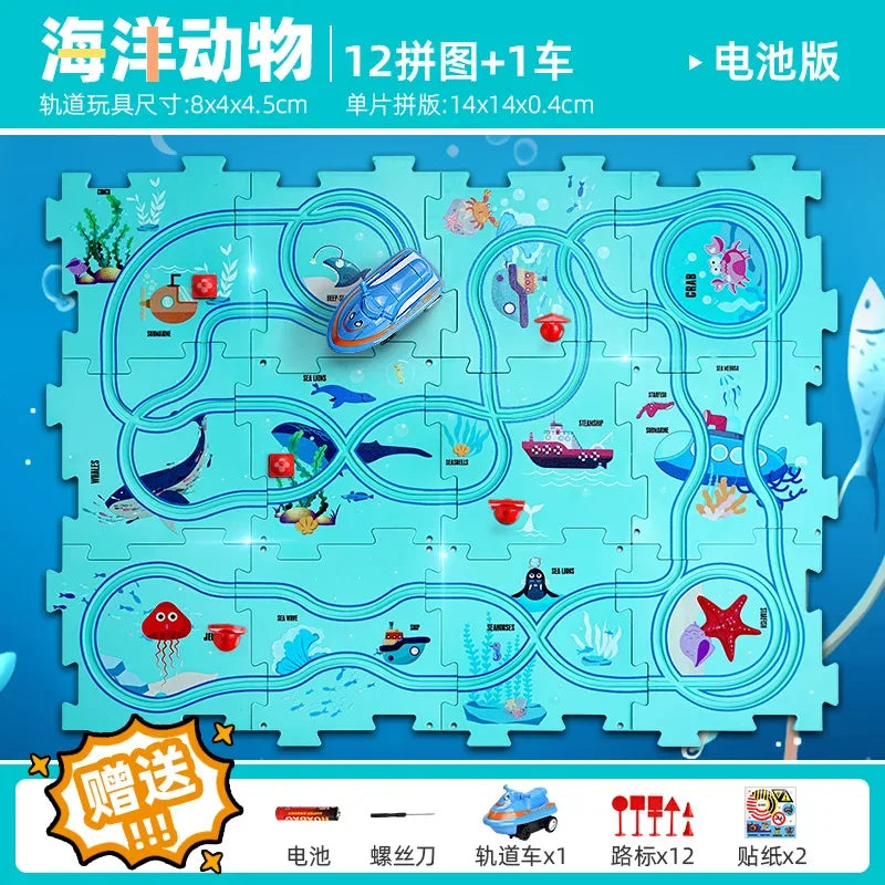 DIY Puzzle Track Car Kit For STEM Education And Play - ToylandEU