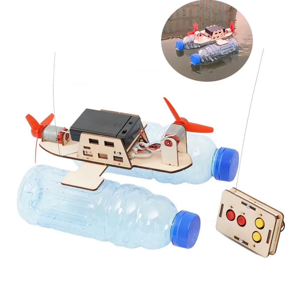 DIY Remote Control Wind Ship Model Wooden Assembling Electric Wind Powered Boat Science Experiment Kit Kids STEM Educational Toy - ToylandEU