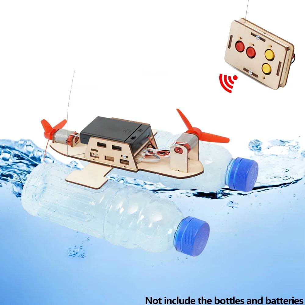 DIY Remote Control Wind Ship Model Wooden Assembling Electric Wind Powered Boat Science Experiment Kit Kids STEM Educational Toy - ToylandEU