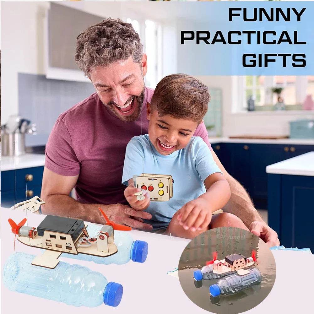 DIY Remote Control Wind Ship Model Wooden Assembling Electric Wind Powered Boat Science Experiment Kit Kids STEM Educational Toy - ToylandEU