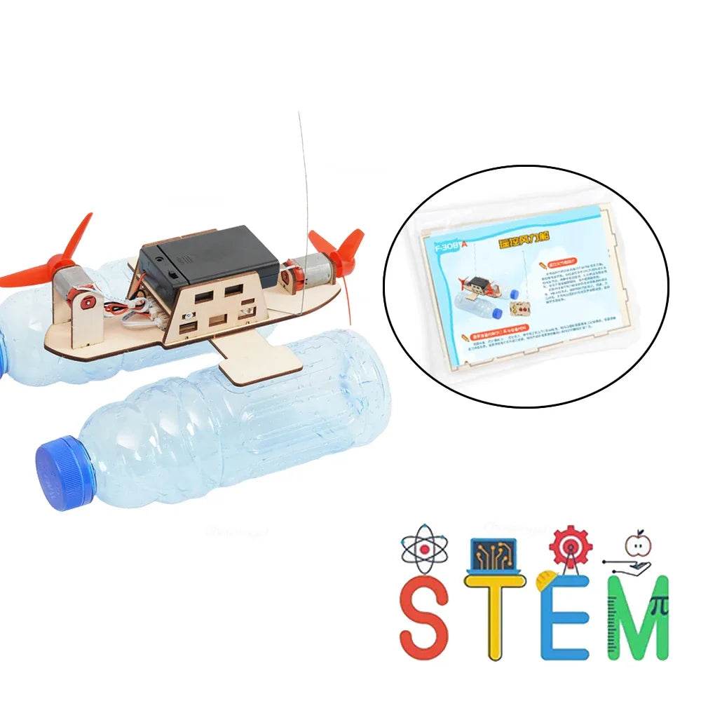 DIY Remote Control Wind Ship Model Wooden Assembling Electric Wind Powered Boat Science Experiment Kit Kids STEM Educational Toy - ToylandEU