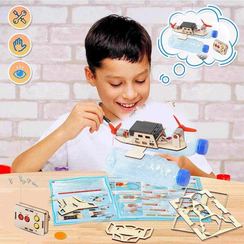 DIY Remote Control Wind Ship Model Wooden Assembling Electric Wind Powered Boat Science Experiment Kit Kids STEM Educational Toy - ToylandEU