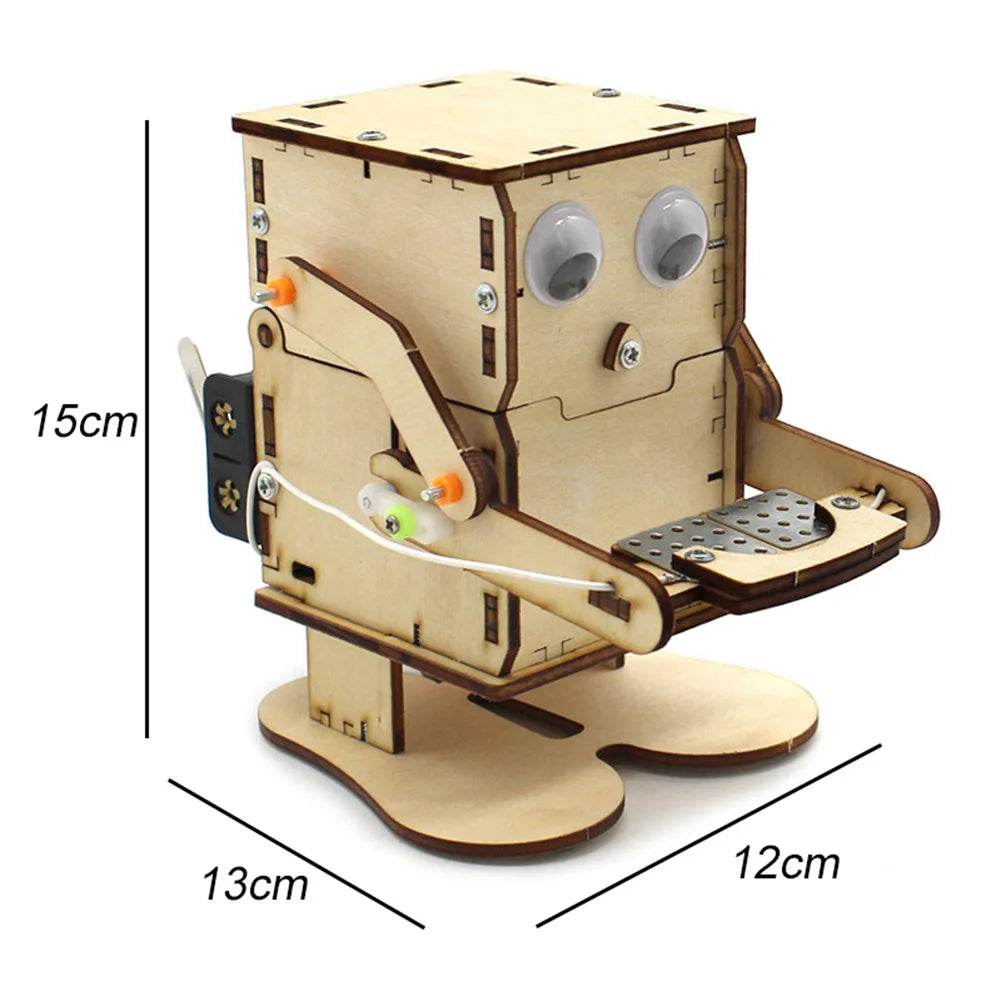 DIY Robot Eating Coin Wood Model Teaching Learning STEM Project Kit for Kid Science Experiment Education Toy - ToylandEU