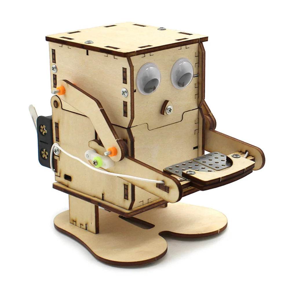 DIY Robot Eating Coin Wood Model Teaching Learning STEM Project Kit for Kid Science Experiment Education Toy - ToylandEU