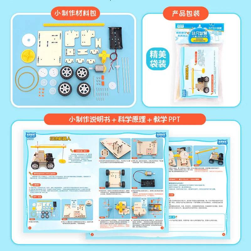 DIY Robot Vacuum Cleaner Model Children Wooden STEM Kits - ToylandEU
