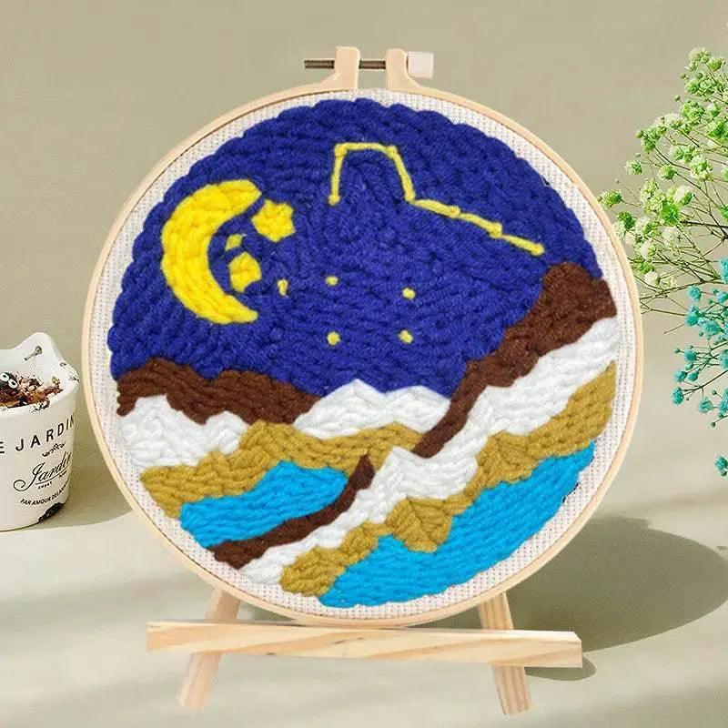  DIY Scenic Punch Needle Embroidery Kit - 20x20cm Frame Set for Beginners, Perfect Handcrafted Home Decor Gift -  ToylandEU™