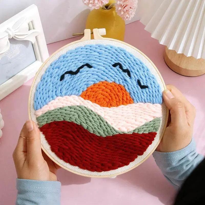  DIY Scenic Punch Needle Embroidery Kit - 20x20cm Frame Set for Beginners, Perfect Handcrafted Home Decor Gift -  ToylandEU™