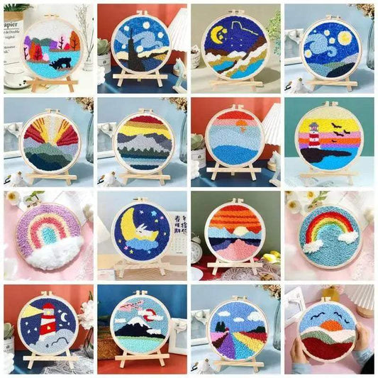  DIY Scenic Punch Needle Embroidery Kit - 20x20cm Frame Set for Beginners, Perfect Handcrafted Home Decor Gift -  ToylandEU™