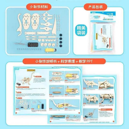  DIY Science Toys Children Educational STEM Kits Car Dinosaur Model Technologia Experimental Tool Wood Puzzle Games School Supply -  ToylandEU™