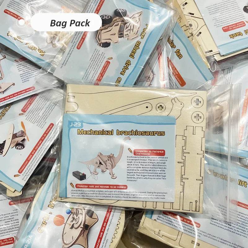 Brinquedos científicos DIY para crianças, kits STEM educacionais, modelo de dinossauro, tecnologia, ferramenta experimental, jogos de quebra-cabeça de madeira, material escolar - ToylandEU
