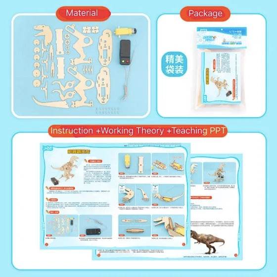 Brinquedos científicos DIY para crianças, kits STEM educacionais, modelo de dinossauro, tecnologia, ferramenta experimental, jogos de quebra-cabeça de madeira, material escolar - ToylandEU