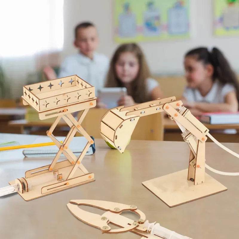 Plataforma experimental científica faça você mesmo, escavadeira, quebra-cabeça, brinquedo, braço hidráulico, modelo de engenharia, presente educacional para crianças - ToylandEU