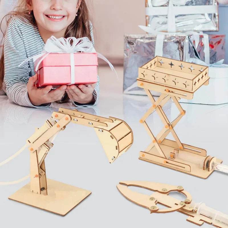 Plataforma experimental científica faça você mesmo, escavadeira, quebra-cabeça, brinquedo, braço hidráulico, modelo de engenharia, presente educacional para crianças - ToylandEU
