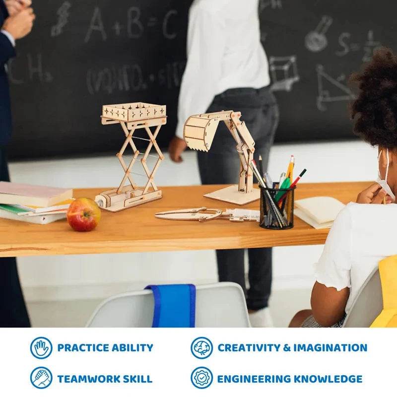 Plataforma experimental científica faça você mesmo, escavadeira, quebra-cabeça, brinquedo, braço hidráulico, modelo de engenharia, presente educacional para crianças - ToylandEU