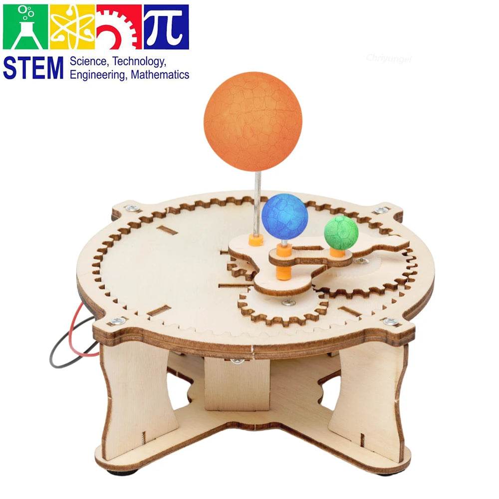 DIY Solar System Model Kit Wooden Puzzle Mechanical Set Assembling Sun Earth Moon Planet Educational Science Toys for Kids - ToylandEU