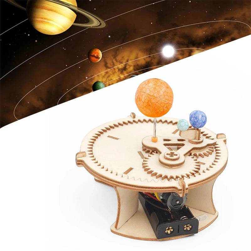 DIY Solar System Model Kit Wooden Puzzle Mechanical Set Assembling Sun Earth Moon Planet Educational Science Toys for Kids - ToylandEU