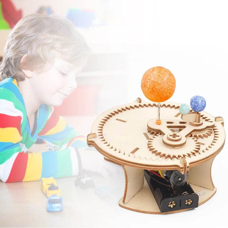 DIY Solar System Model Kit Wooden Puzzle Mechanical Set Assembling Sun Earth Moon Planet Educational Science Toys for Kids - ToylandEU