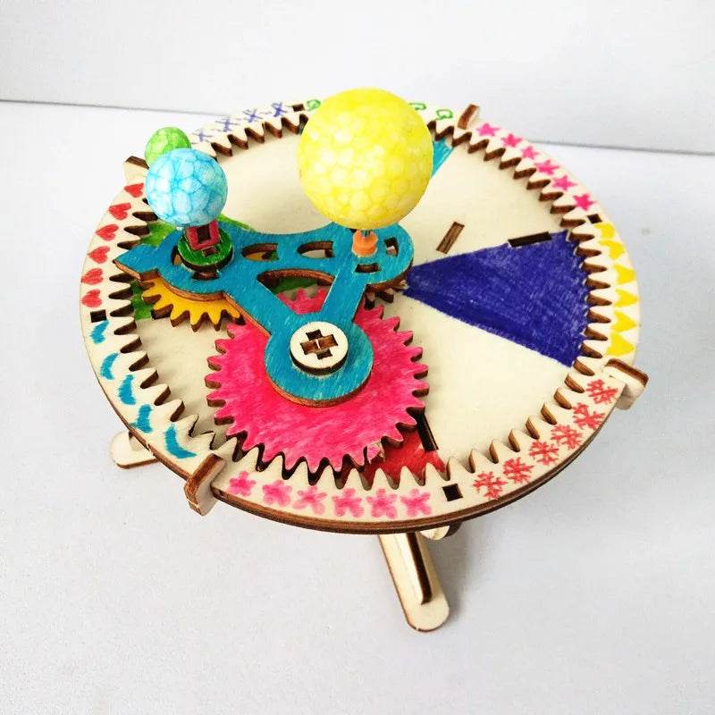 DIY Solar System Model Kit Wooden Puzzle Mechanical Set Assembling Sun Earth Moon Planet Educational Science Toys for Kids - ToylandEU