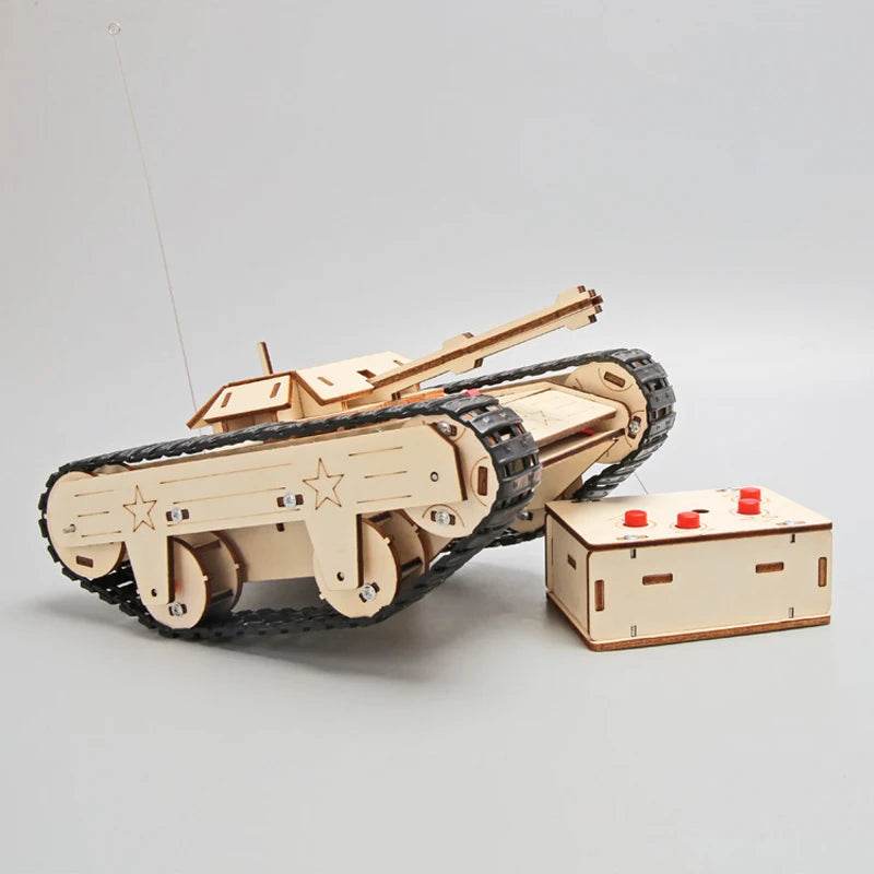 DIY Wooden 3D Puzzle Tank Model Science Kit Assembly Toys Rc Tank Physics Electronic School Project Scientific Experiment Toys - ToylandEU