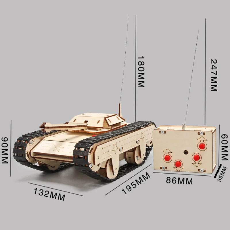 DIY Wooden 3D Puzzle Tank Model Science Kit Assembly Toys Rc Tank Physics Electronic School Project Scientific Experiment Toys - ToylandEU