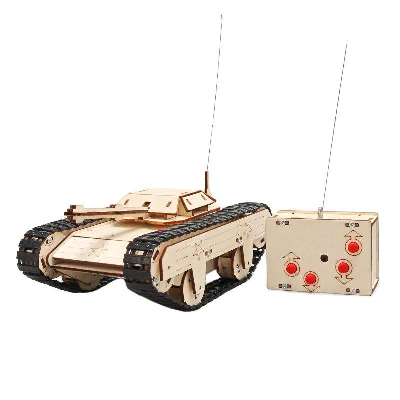 DIY Wooden 3D Puzzle Tank Model Science Kit Assembly Toys Rc Tank Physics Electronic School Project Scientific Experiment Toys - ToylandEU