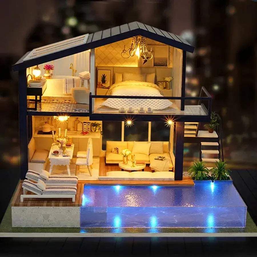 DIY Wooden Doll House Kit With Furniture For Kids Beginners - ToylandEU