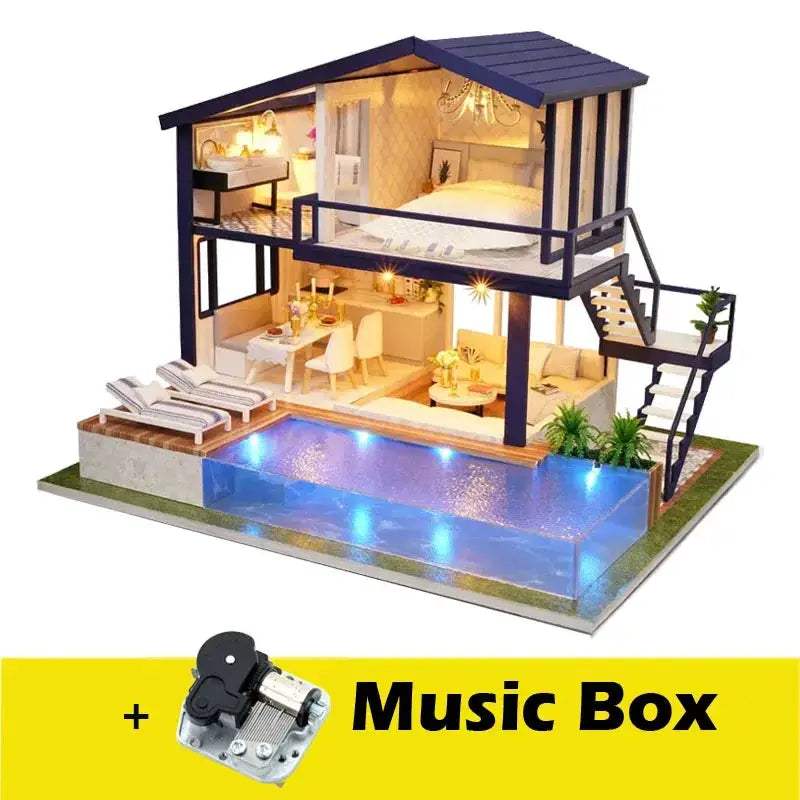 DIY Wooden Doll House Kit With Furniture For Kids Beginners - ToylandEU