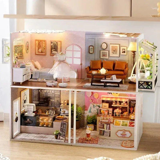  DIY Wooden Dollhouse Coffee Shop Kit For Kids Gift Idea -  ToylandEU™