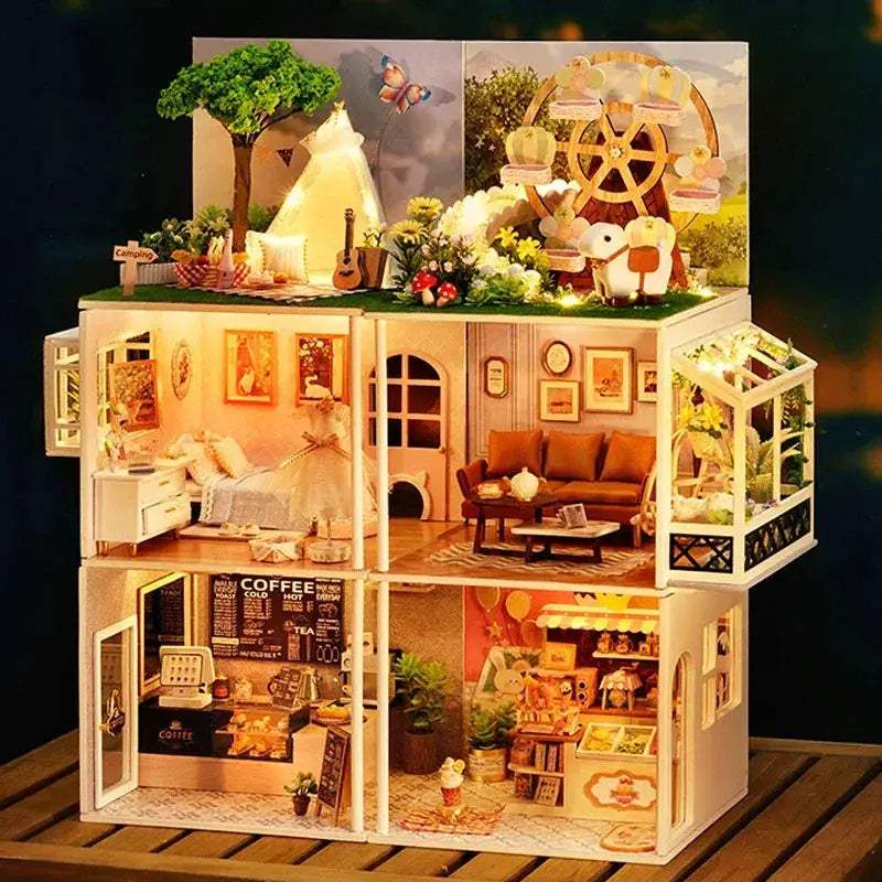 DIY Wooden Dollhouse Coffee Shop Kit For Kids Gift - ToylandEU