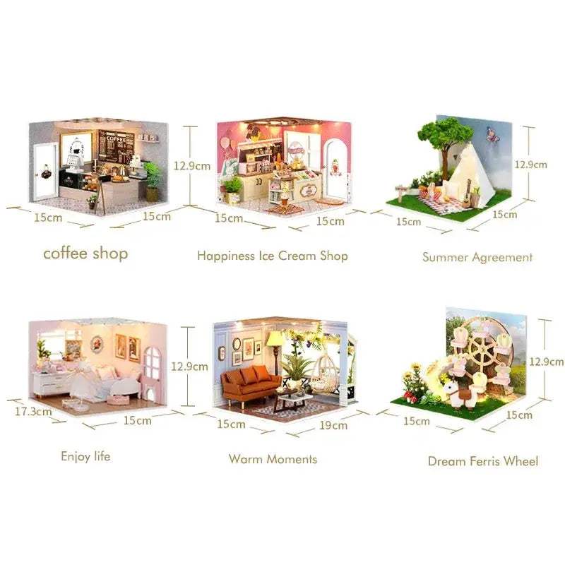 DIY Wooden Dollhouse Coffee Shop Kit For Kids Gift - ToylandEU