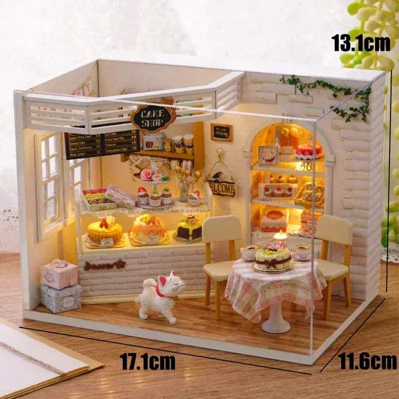 DIY Wooden Dollhouse Coffee Shop Kit For Kids Gift - ToylandEU