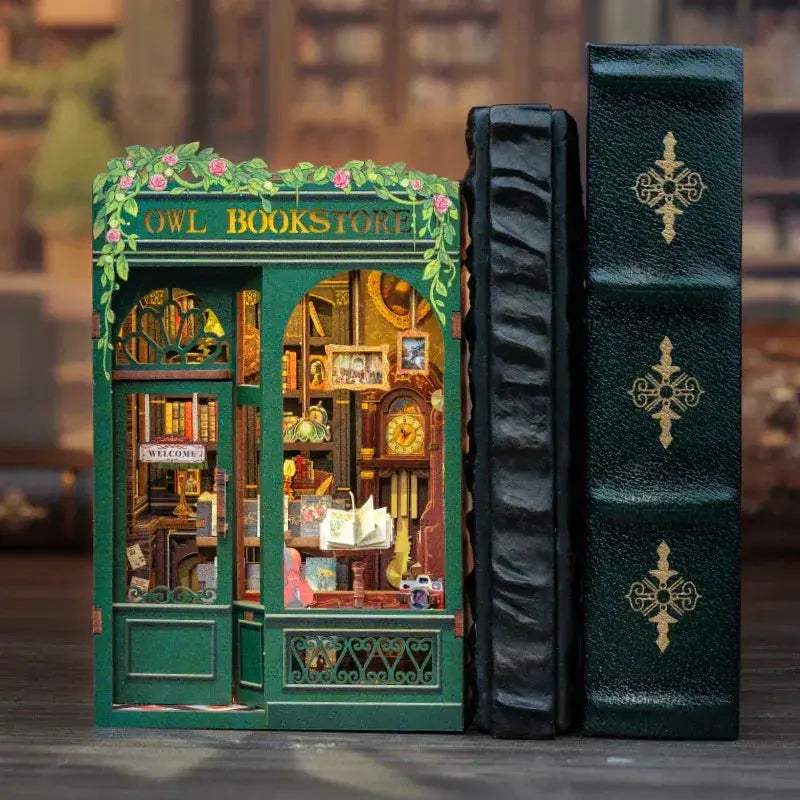 DIY Wooden Dollhouse Kit With Owl Bookstore Furniture - ToylandEU