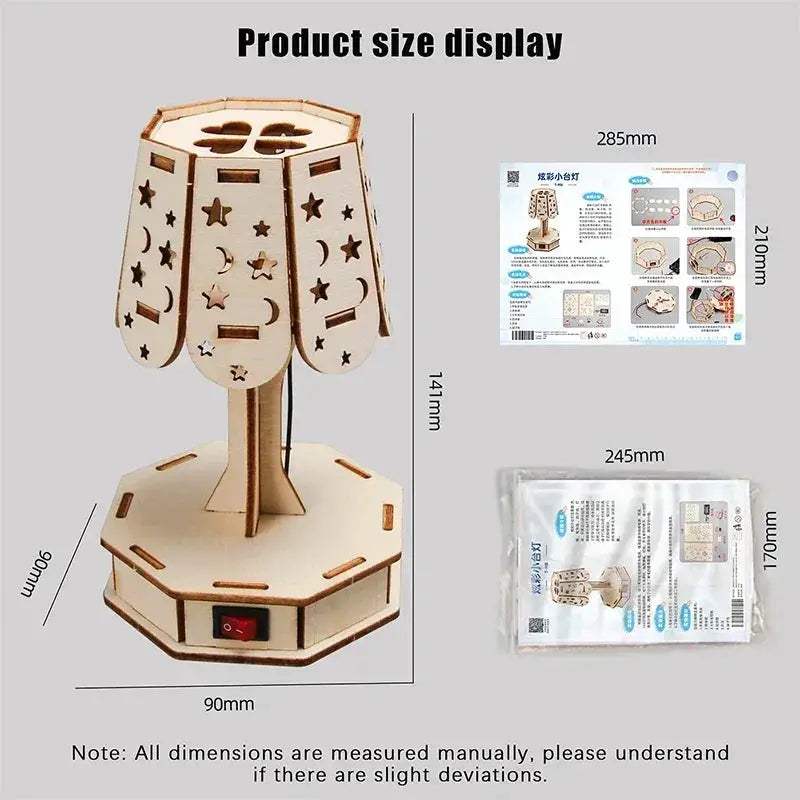DIY Wooden Lamp Kit Colorful 3D Puzzle Table Light - ToylandEU