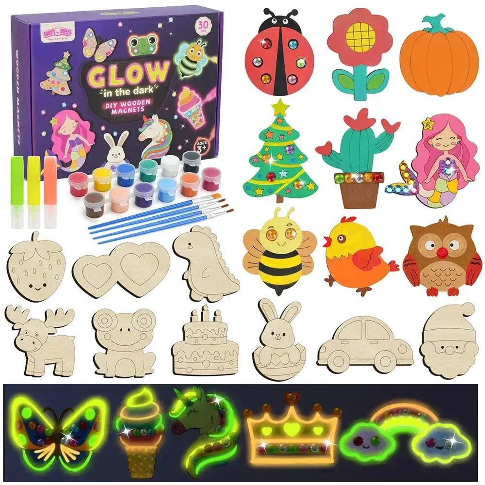  DIY Wooden Magnets Kids Craft Kit Glow In The Dark -  ToylandEU™