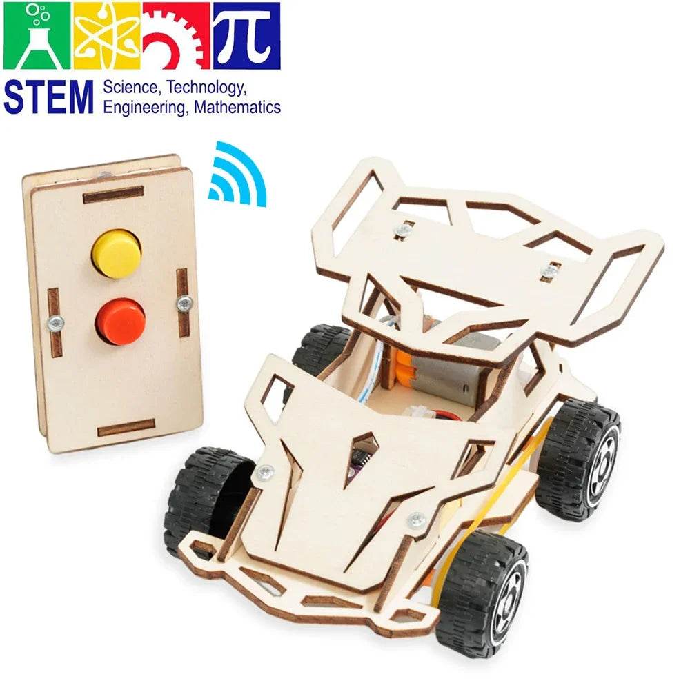 DIY Wooden Remote Control Car Wooden Four Wheel Drive Racing Assembling Science Experiment Kits KIDS STEM Educational Toy - ToylandEU