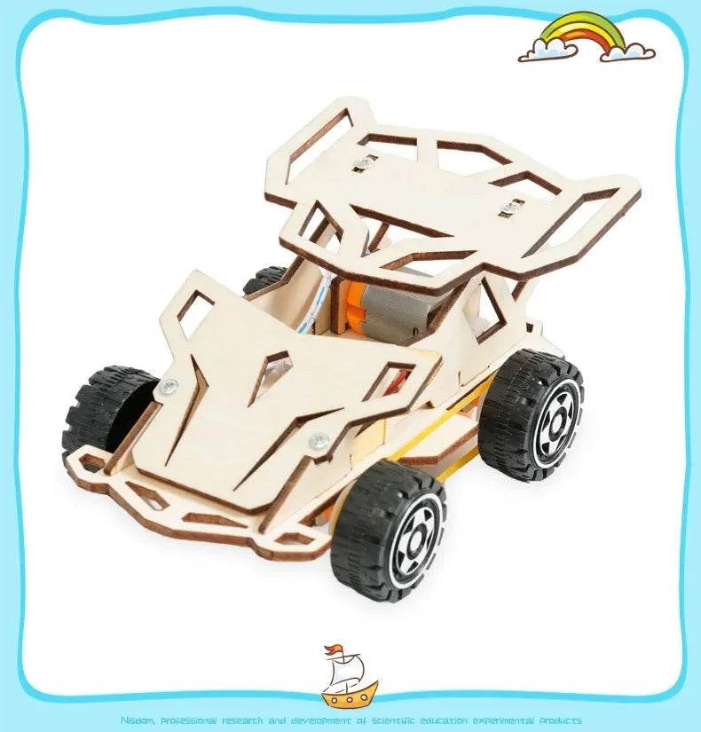 DIY Wooden Remote Control Car Wooden Four Wheel Drive Racing Assembling Science Experiment Kits KIDS STEM Educational Toy - ToylandEU