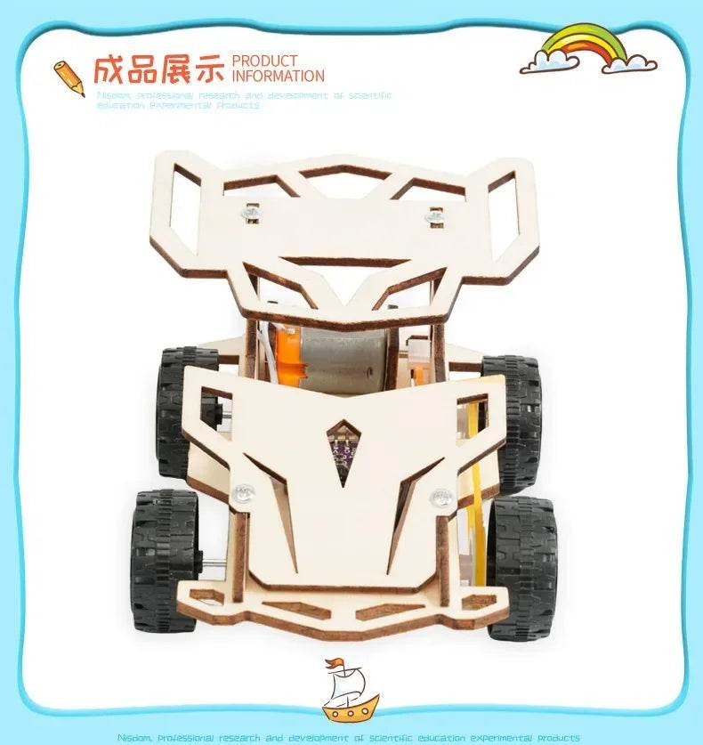 DIY Wooden Remote Control Car Wooden Four Wheel Drive Racing Assembling Science Experiment Kits KIDS STEM Educational Toy - ToylandEU