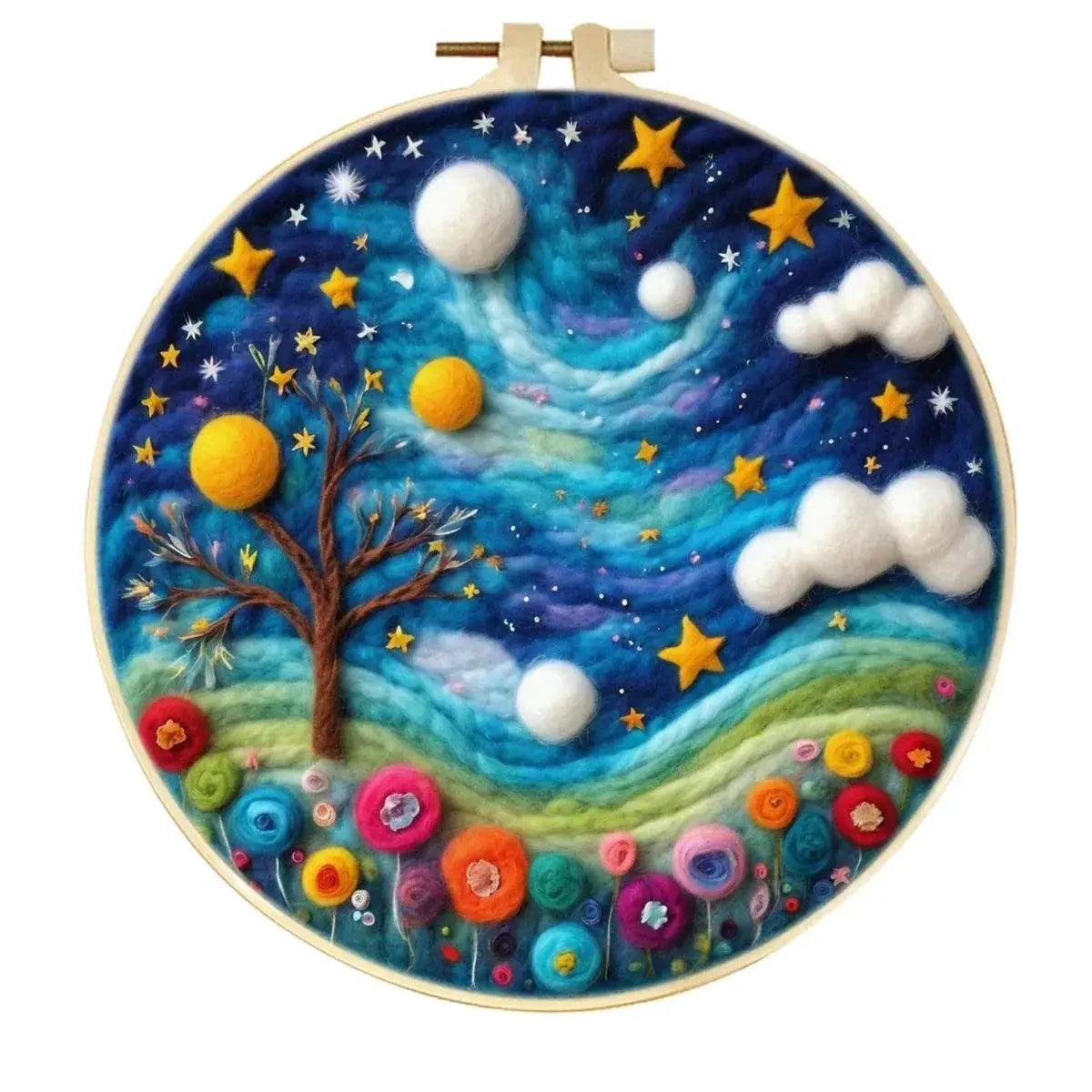  DIY Wool Needle Felting Painting Kit Night Sky Scenery Handmade Needle Picture Craft Home Decor -  ToylandEU™