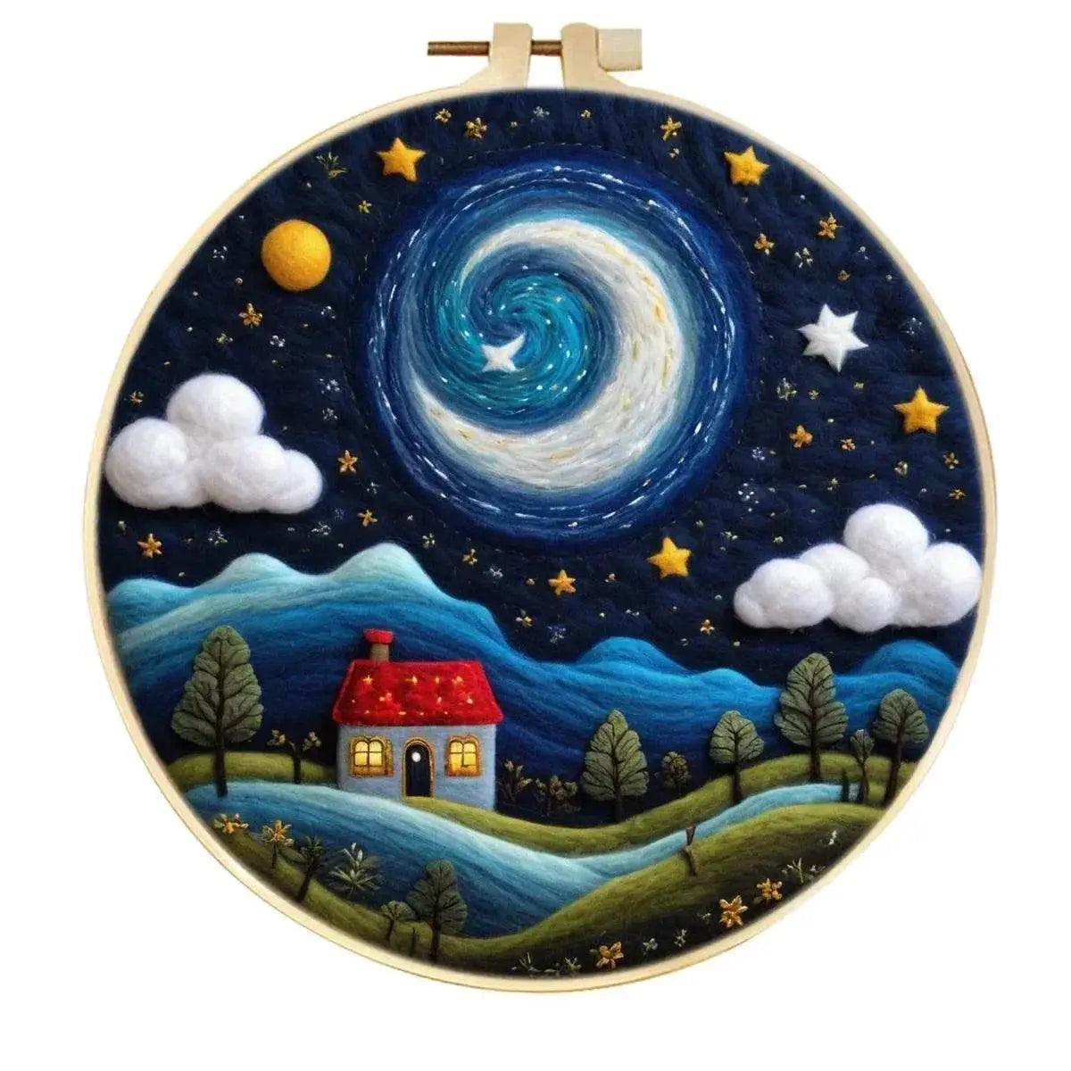  DIY Wool Needle Felting Painting Kit Night Sky Scenery Handmade Needle Picture Craft Home Decor -  ToylandEU™