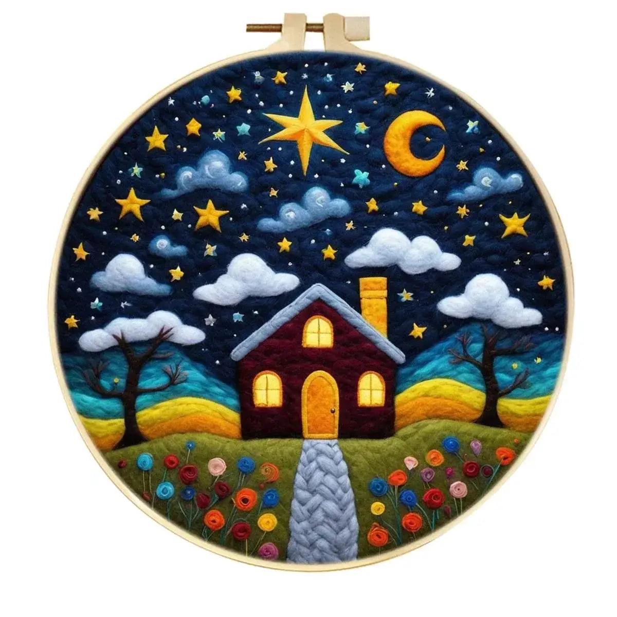  DIY Wool Needle Felting Painting Kit Night Sky Scenery Handmade Needle Picture Craft Home Decor -  ToylandEU™