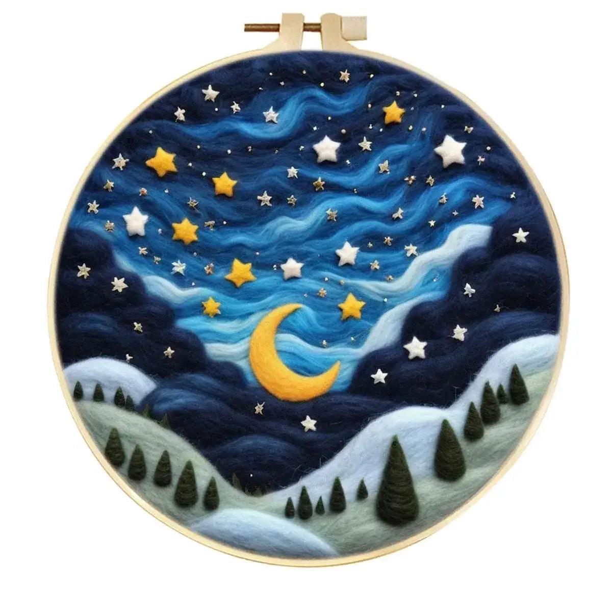  DIY Wool Needle Felting Painting Kit Night Sky Scenery Handmade Needle Picture Craft Home Decor -  ToylandEU™