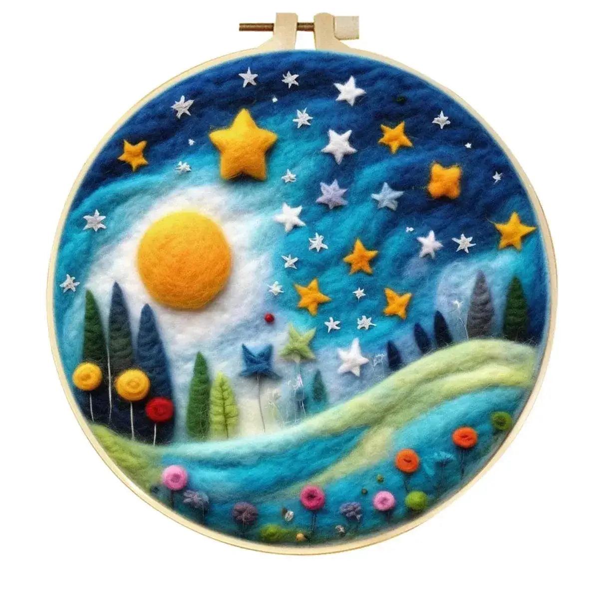  DIY Wool Needle Felting Painting Kit Night Sky Scenery Handmade Needle Picture Craft Home Decor -  ToylandEU™