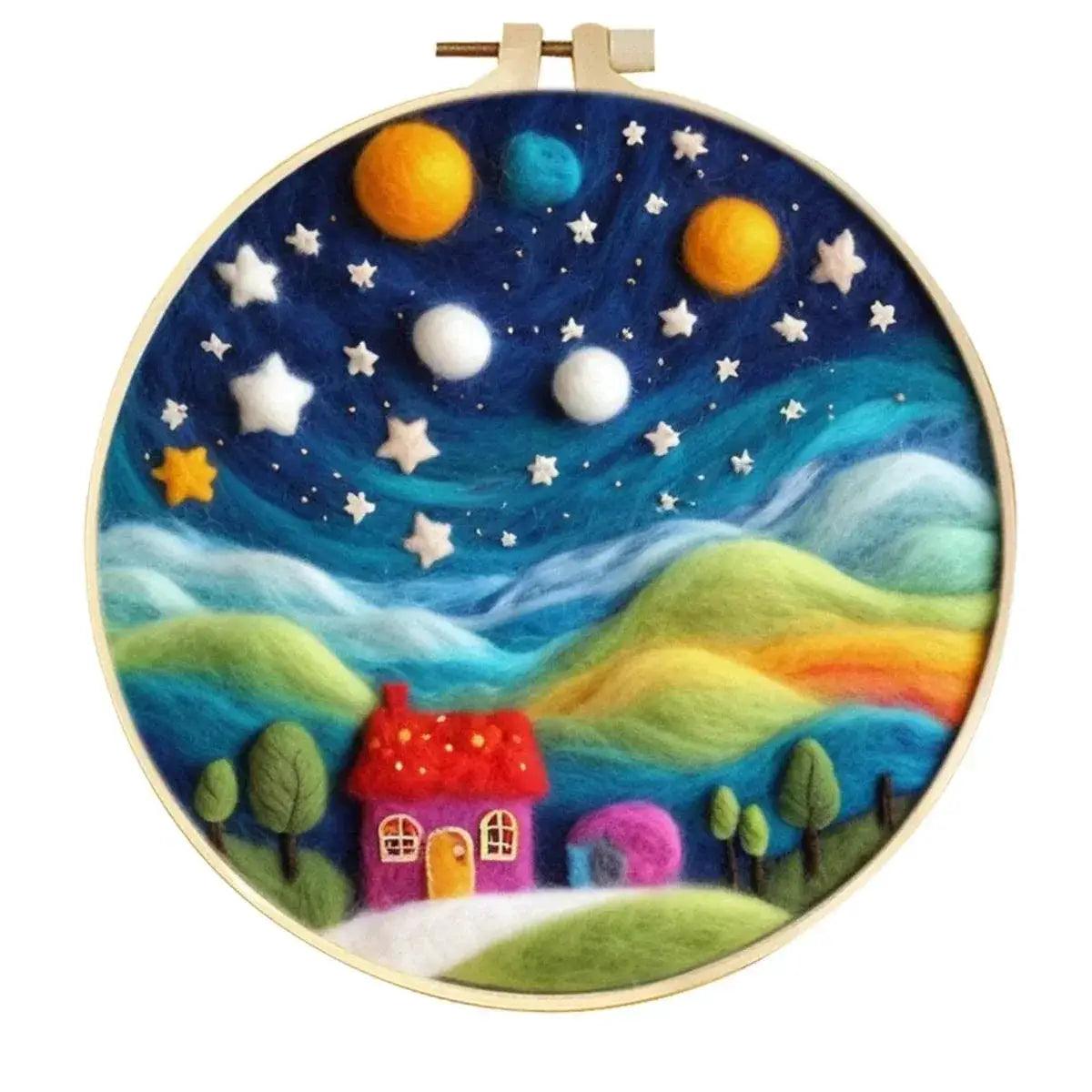  DIY Wool Needle Felting Painting Kit Night Sky Scenery Handmade Needle Picture Craft Home Decor -  ToylandEU™