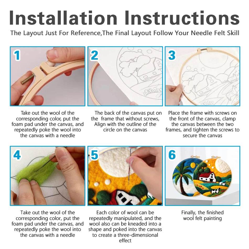 DIY Wool Needle Felting Painting Kit Night Sky Scenery Handmade Needle Picture Craft Home Decor - ToylandEU