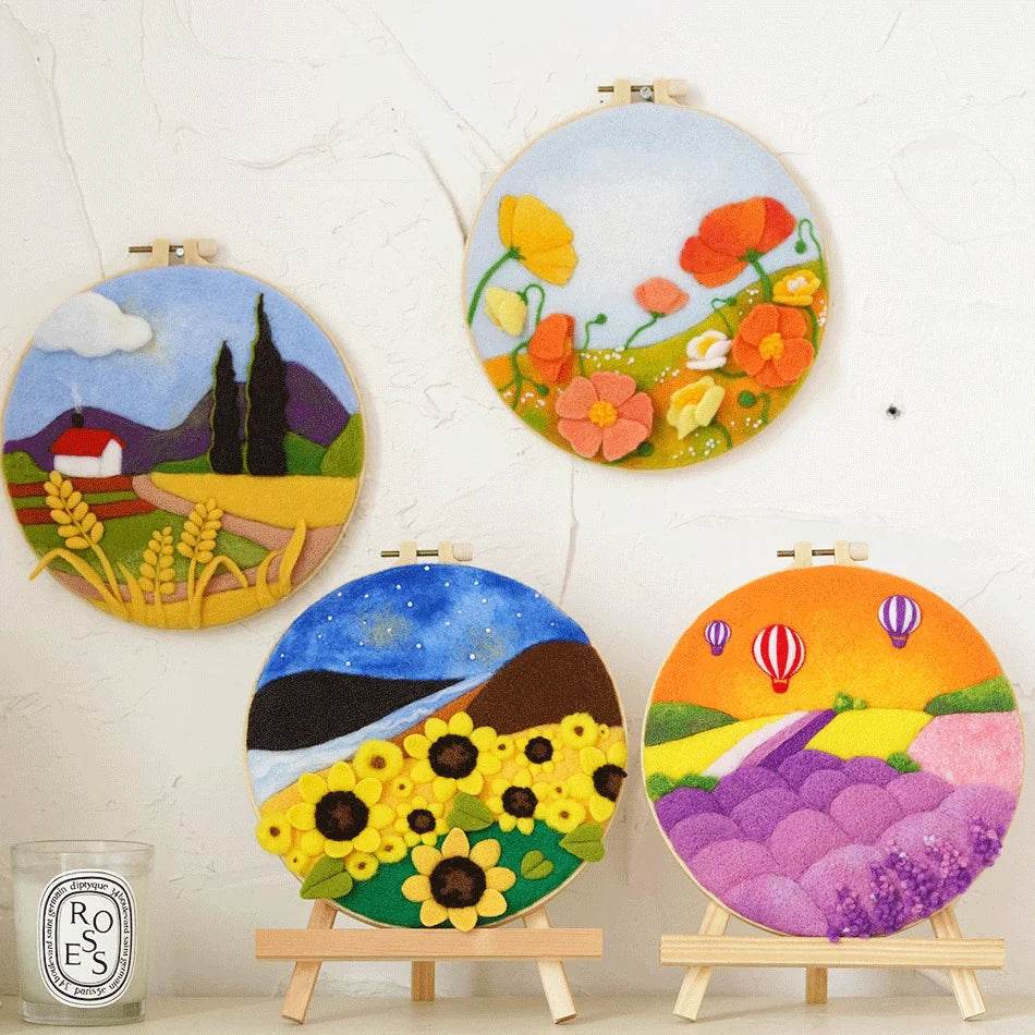 DIY Wool Needle Felting Painting Kit Night Sky Scenery Handmade Needle Picture Craft Home Decor - ToylandEU