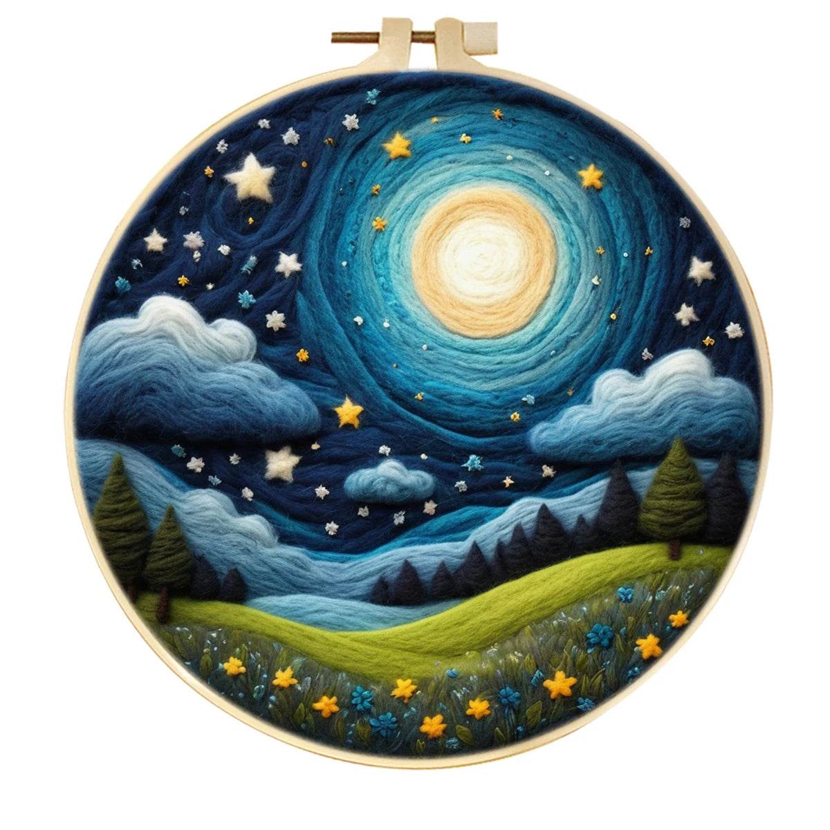 DIY Wool Needle Felting Painting Kit Night Sky Scenery Handmade Needle Picture Craft Home Decor - ToylandEU