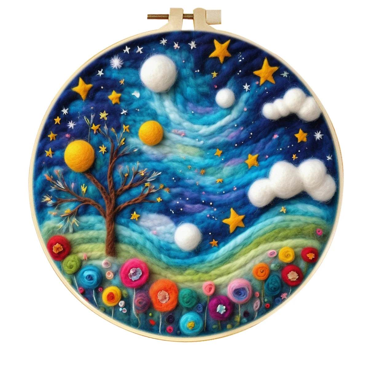 DIY Wool Needle Felting Painting Kit Night Sky Scenery Handmade Needle Picture Craft Home Decor - ToylandEU