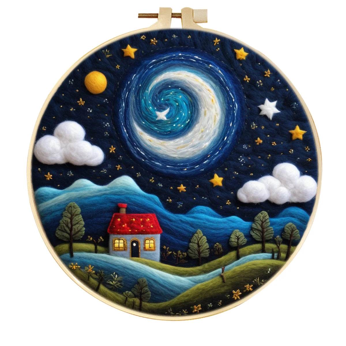 DIY Wool Needle Felting Painting Kit Night Sky Scenery Handmade Needle Picture Craft Home Decor - ToylandEU